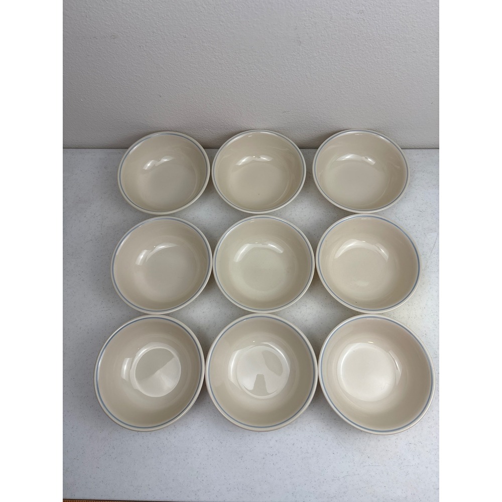 Corelle Blue Lily Cereal Soup Bowls Sandstone Blue Set of 9  USA 6.25" GUC - Picture 6 of 6